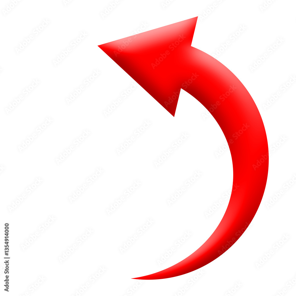 3d red curve arrow icon 3d red curve arrow icon