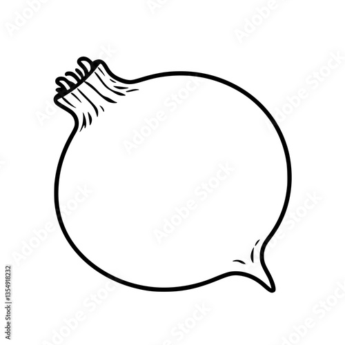 A Simple Line Drawing of a Single Poppy Seed Pod Isolated on White Background
