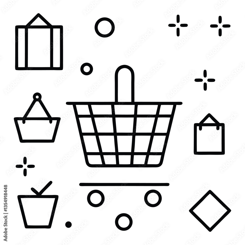 Vector shopping cart icon symbol for online retail