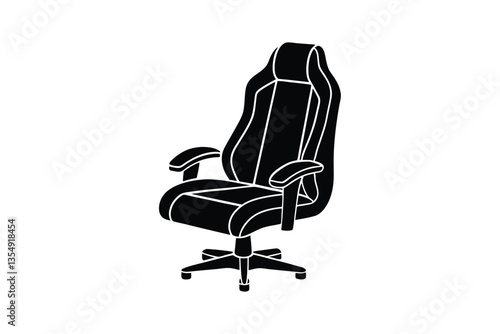 Silhouette design of a cluster of a gaming chair with a high backrest vector art illustration.eps