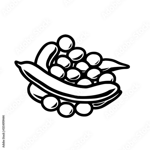 Freshly Harvested Peas in Their Pod A Bountiful Crop Illustration