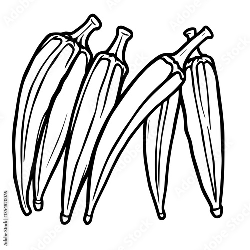 Fresh Okra Vegetable Line Art Illustration A Culinary Delight