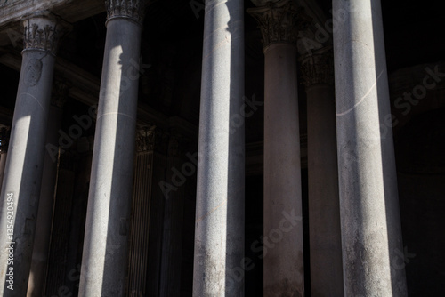Photography A close-up shot of the magnificent columns of the Pantheon in Rome