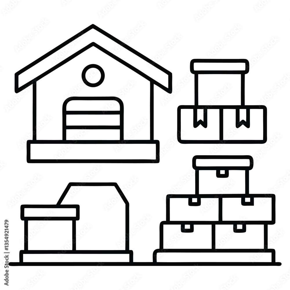 This set of furniture icons showcases various home and office pieces