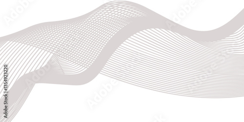 Abstract Curved Black and White Line Wave Background
