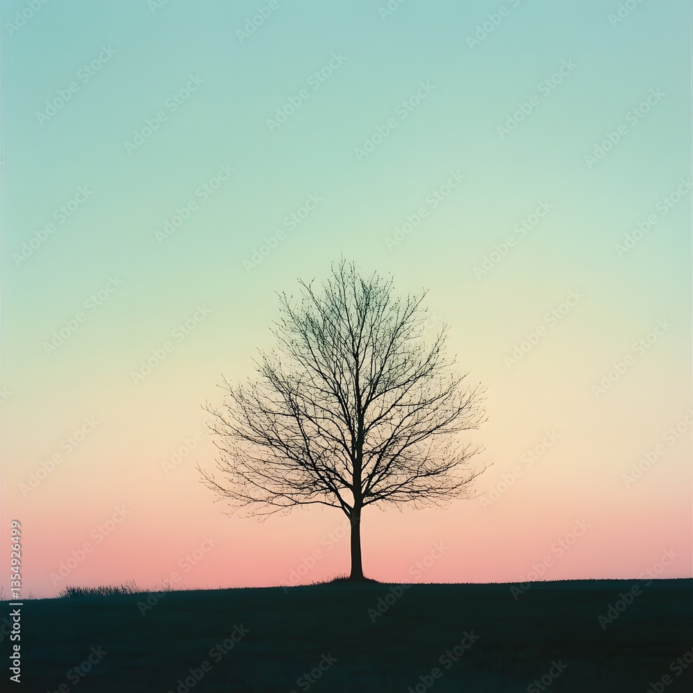 Obraz premium Silhouetted tree against a vibrant sunset sky