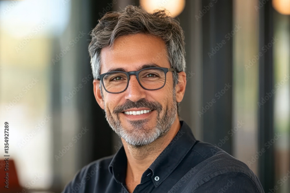 Smiling Man Portrait Wearing Glasses with Salt and Pepper Hair Smiling Man Portrait Wearing Glasses with Salt and Pepper Hair