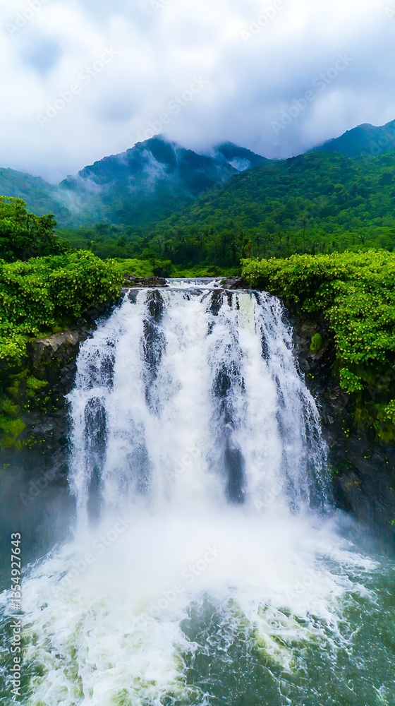 Fototapeta premium Lush Waterfall Cascading Mountains.