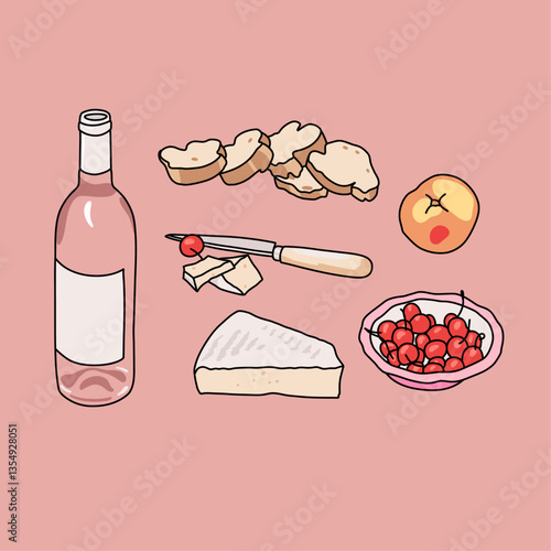 Wine and Snacks Illustration