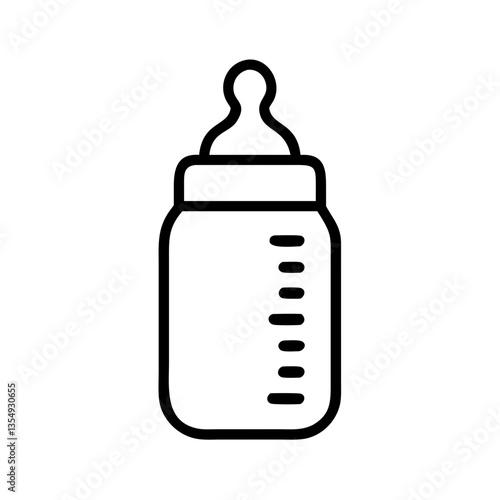 baby bottle, milk bottle outline icon, isolated vector illustration
