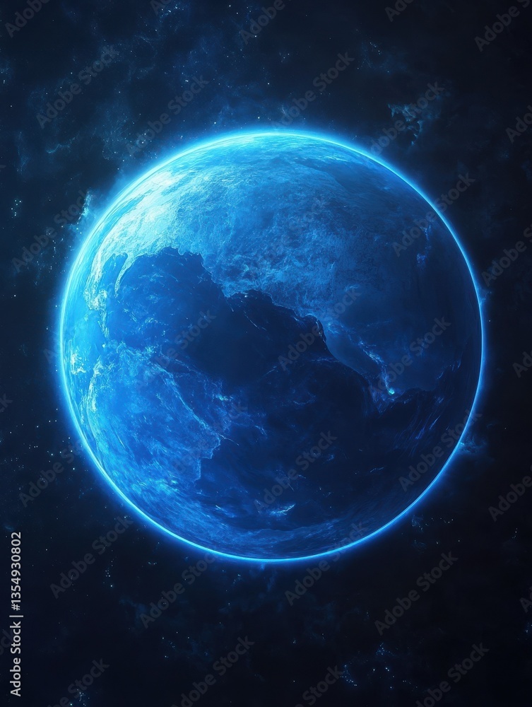 Fototapeta premium Blue digital globe hi-tech background horizontal tech empty space for advertising layout artwork and background. Modern illustrations.