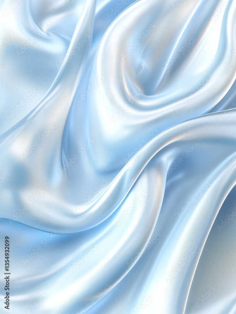 Obraz premium Luxurious blue satin fabric with soft, flowing folds creating a smooth and glossy texture, ideal for backgrounds, fashion, or textile design projects