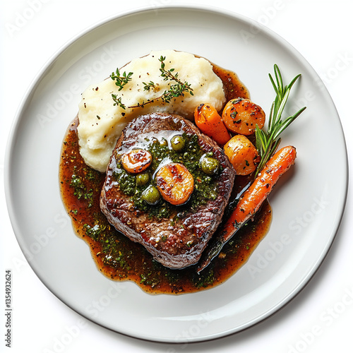 grilled steak with vegetables