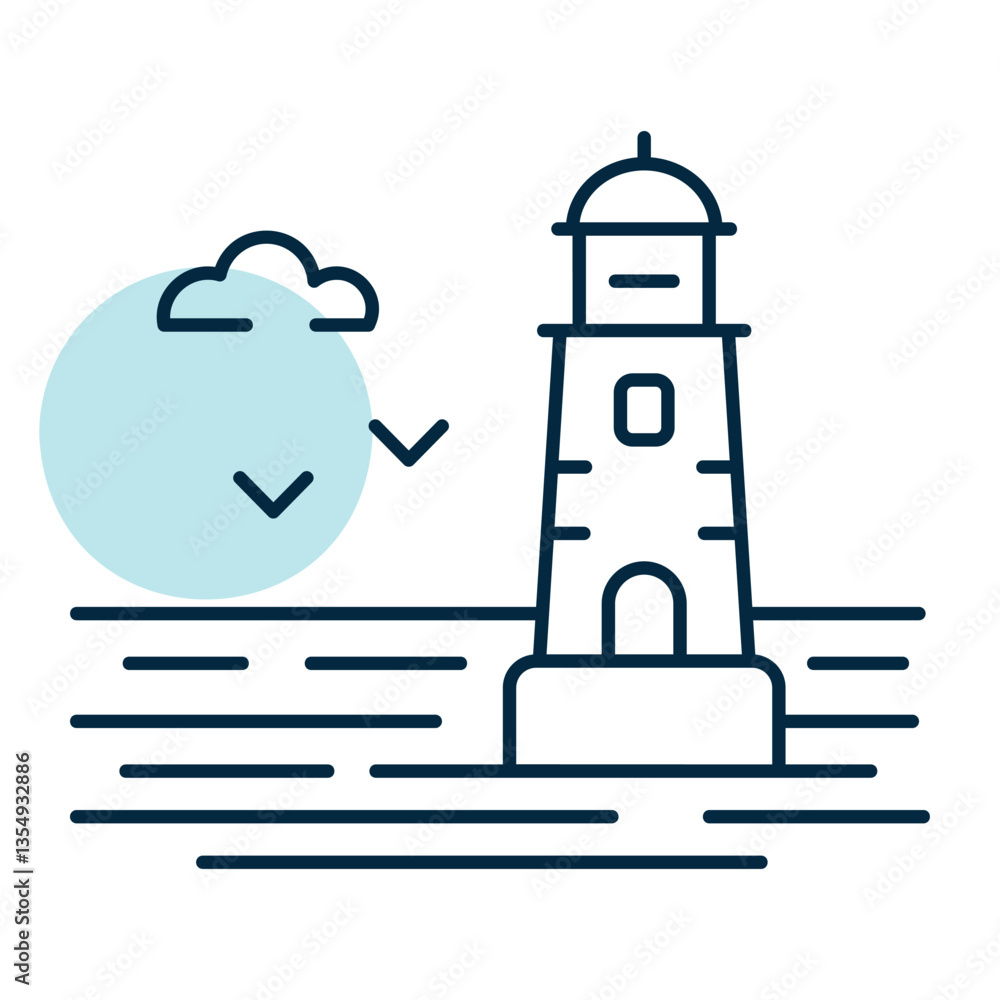 Lighthouse on the background of sea vector icon Lighthouse on the background of sea vector icon