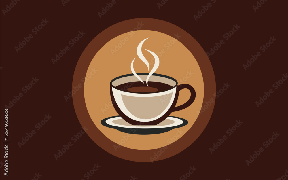 Obraz premium Warm Coffee Cup Icon for Logo, Branding, and Marketing Design