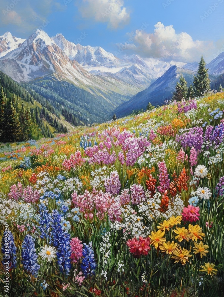 Obraz premium Alpine meadow flowers mountain wildflowers