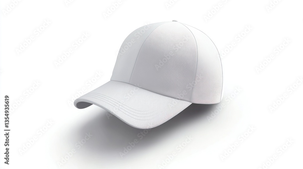 A simple plain white baseball style cap isolated on white background A simple plain white baseball style cap isolated on white background