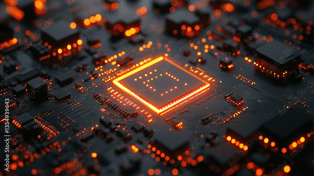 Motherboard digital chip on a circuit board emphasizing electronic technology and scientific design Motherboard digital chip on a circuit board emphasizing electronic technology and scientific design