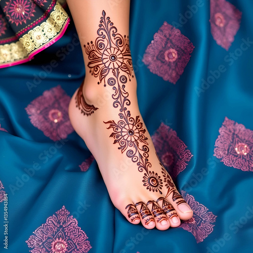 henna design on Bride's feet