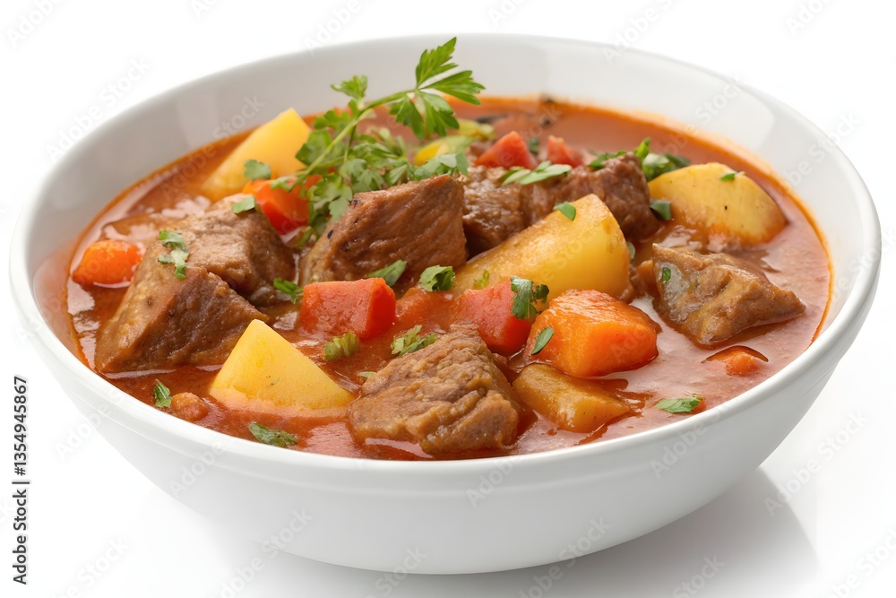 Hearty beef stew with vegetables, rice, and herbs, a warm and healthy meal Hearty beef stew with vegetables, rice, and herbs, a warm and healthy meal