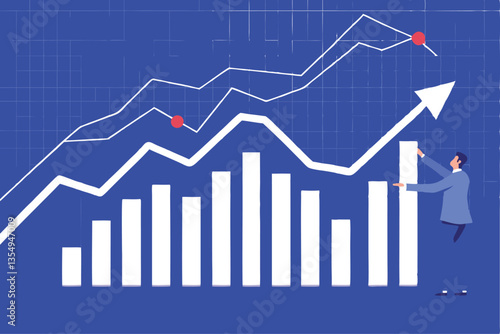 A focused businesswoman intensely scrutinizes complex economic graphs and charts, deeply analyzing market trends as a businessperson.