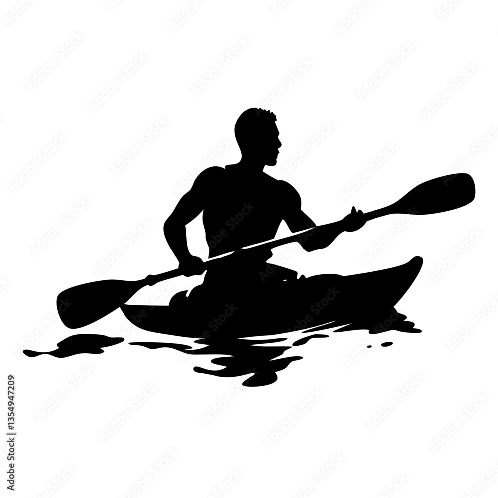 a silhouette of a person kayaking on a lake