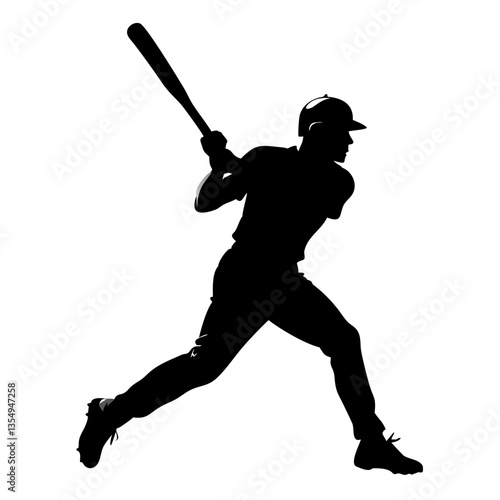 baseball player swinging the bat in action, a silhouette. It's a dynamic representation of the sport's power and athleticism. The image shows the player's focus and determination, the art of baseball.