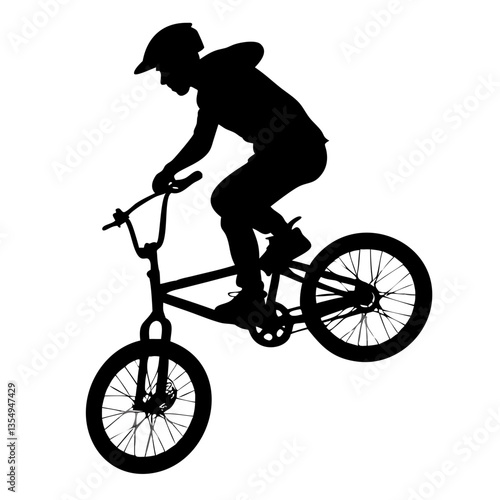a BMX rider in silhouette performing a dynamic stunt, showcasing agility and skill