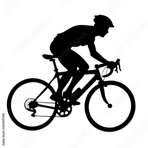 A cyclist in silhouette riding a road bike