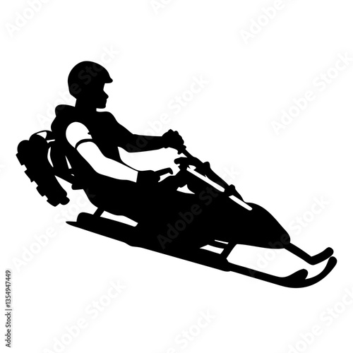 a silhouette of a person riding a snowmobile