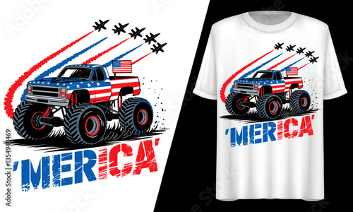 4th of July Monster Truck Jet Flyover America Pride.
