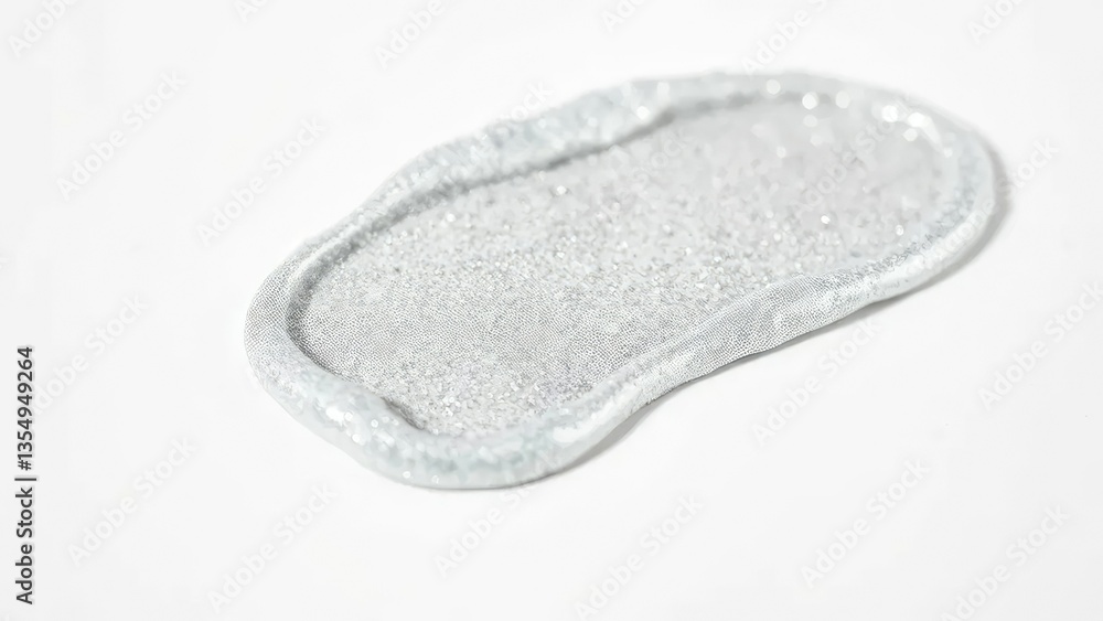 Shimmering silver lip gloss falls on white surface, shine, shine, shine Shimmering silver lip gloss falls on white surface, shine, shine, shine