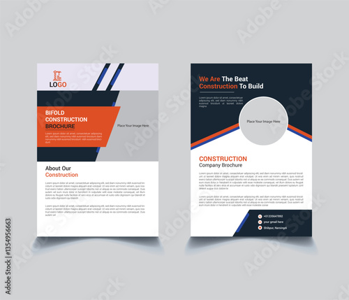 Modern Construction Company Bifold Brochure Template