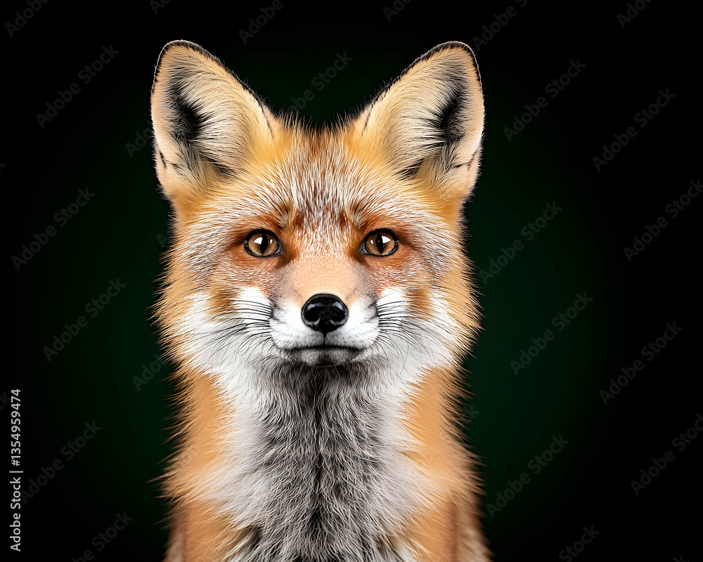 Obraz premium Red fox portrait against dark background
