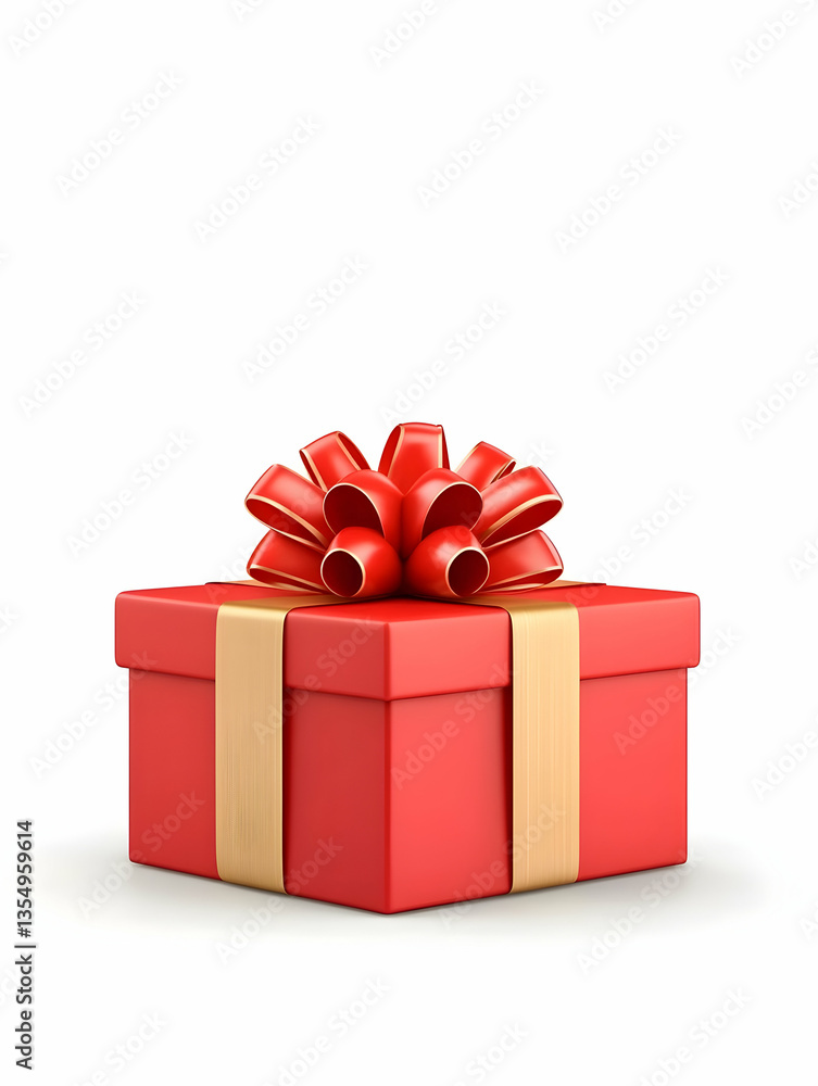 Red gift box with gold ribbon and red bow Red gift box with gold ribbon and red bow