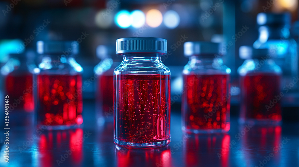 medical vials filled with red liquid, symbolizing the advancement of medical testing and research, innovation in healthcare, and scientific progress in modern medicine medical vials filled with red liquid, symbolizing the advancement of medical testing and research, innovation in healthcare, and scientific progress in modern medicine