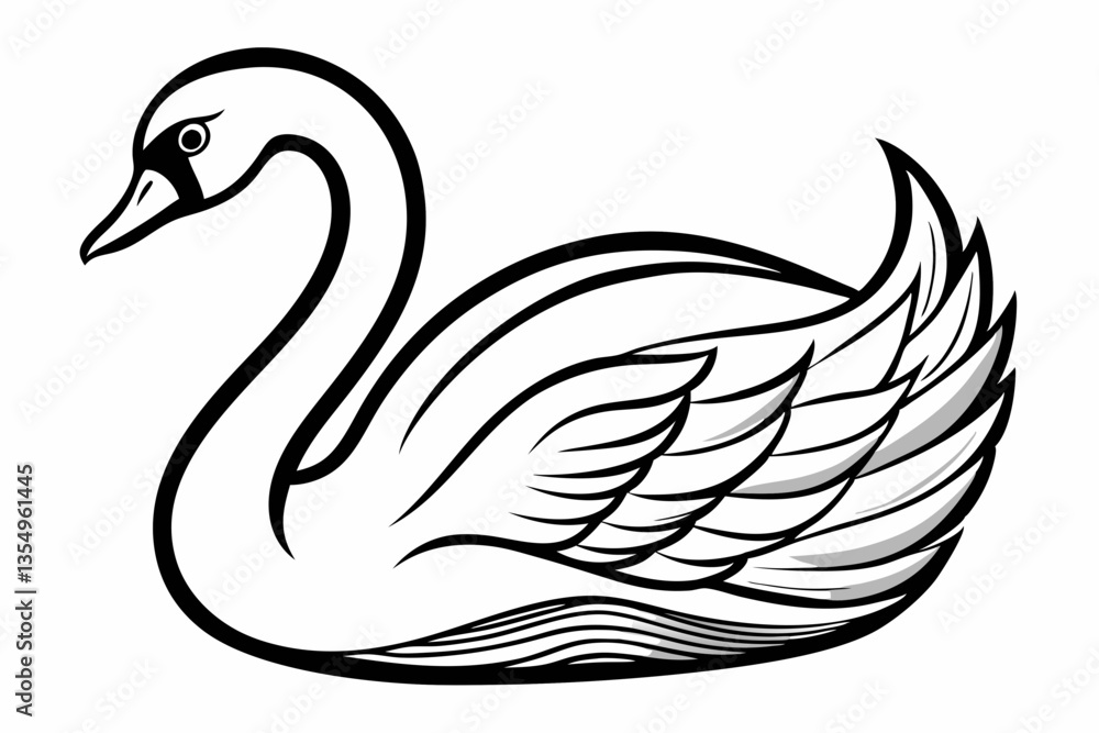 Fototapeta premium coloring page line art the swan black vector