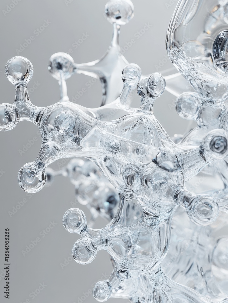 Abstract glass molecular structure on light gray color background. Futuristic technology wallpaper. Science or medical banner Abstract glass molecular structure on light gray color background. Futuristic technology wallpaper. Science or medical banner