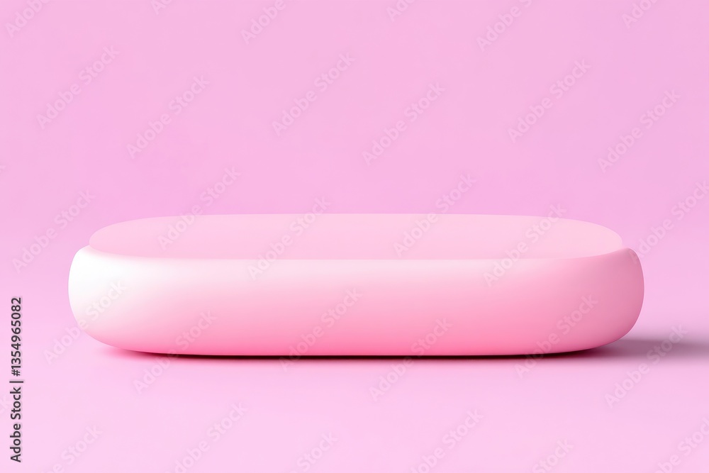 Pink, smooth, rectangular display platform against a solid pink background Pink, smooth, rectangular display platform against a solid pink background