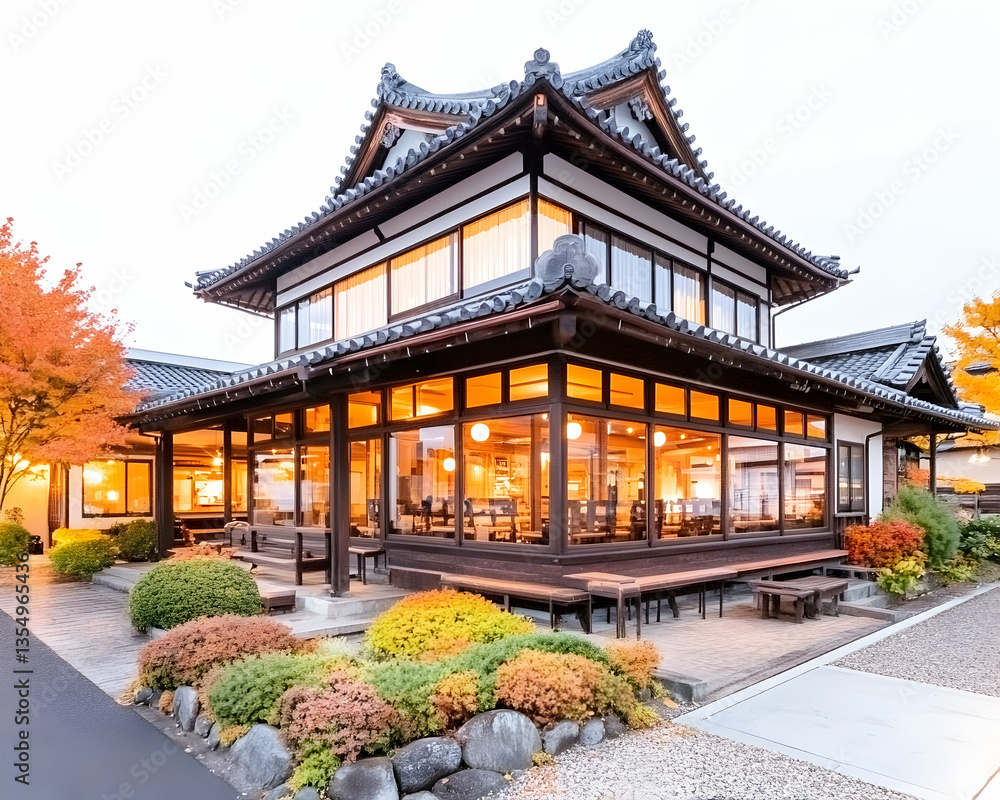 Fototapeta premium Japanese Restaurant Autumn Evening