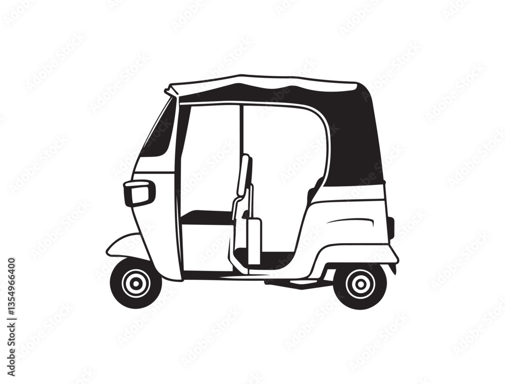 auto rickshaw, Indian vehicle silhouette black and white graphic design auto rickshaw, Indian vehicle silhouette black and white graphic design