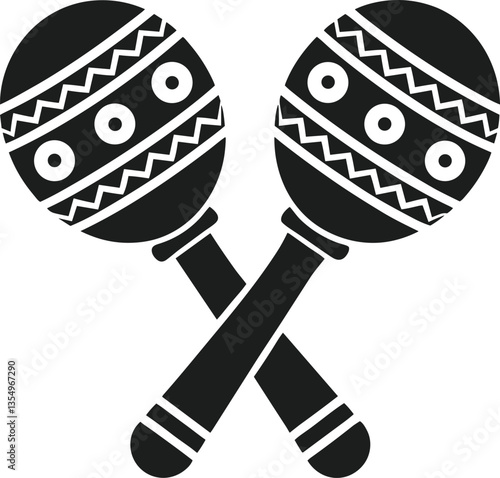 Crossed Maracas Silhouette Vector – Traditional Latin Music Instrument Design