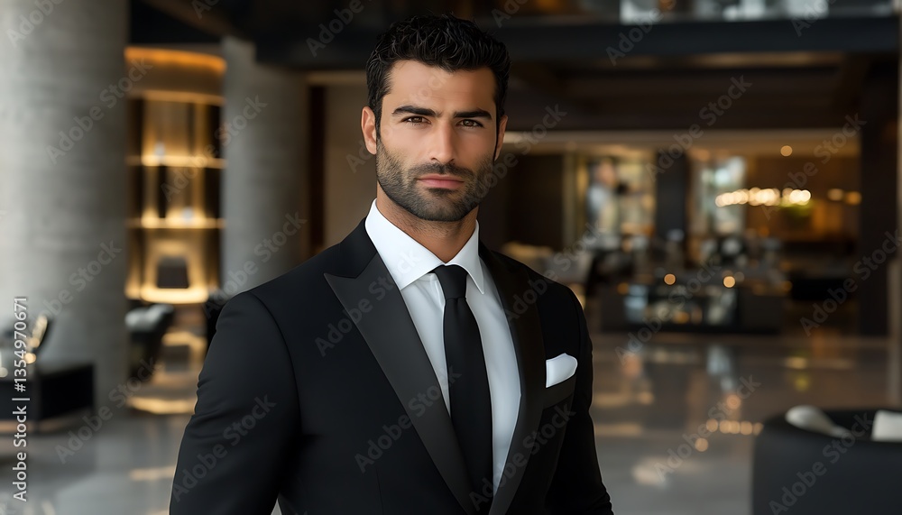 Confident Executive in Modern Lobby. Confident Executive in Modern Lobby.
