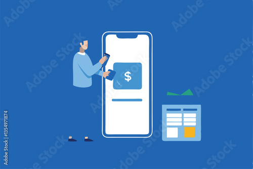 A person uses a smartphone for a contactless payment at a point-of-sale terminal. Illustrate ease and speed of the transaction. Free Download A person uses a smartphone for a contactless payment at a point-of-sale terminal. Illustrate ease and speed of the transaction. - GFXLoad