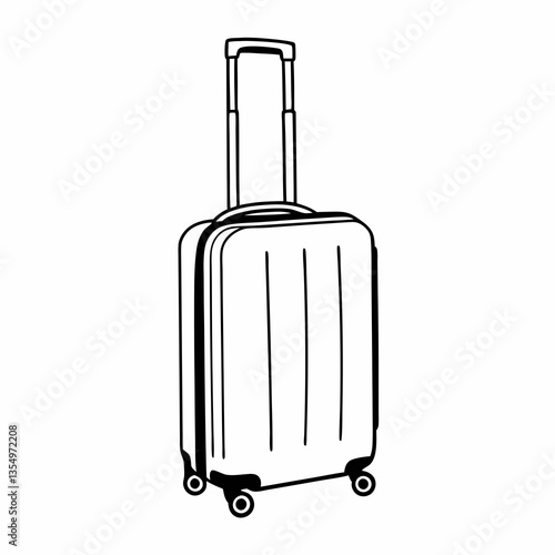 a line art vector illustration of black and white Suitcases icon in white backgrourd