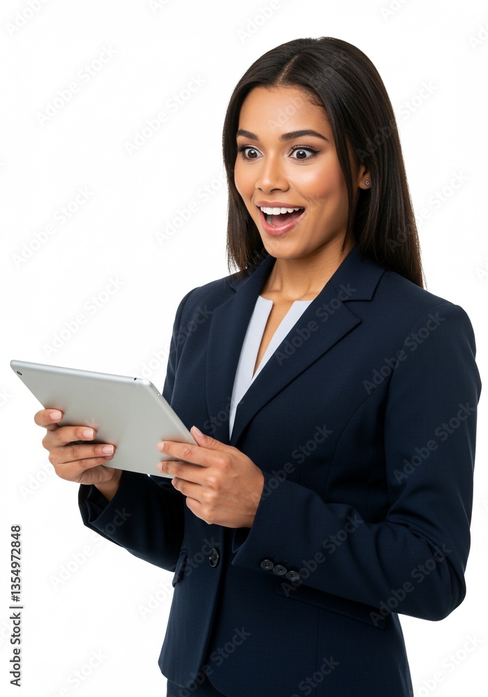 beautiful woman holding tablet. a business or office worker face shocked. white background. beautiful woman holding tablet. a business or office worker face shocked. white background.