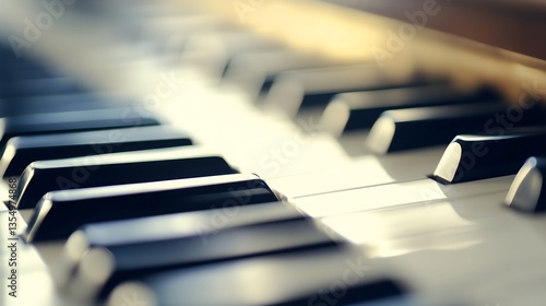 Wallpaper Mural Close up image of piano keys illuminated in soft light showcasing musical notes and textures : Generative AI Torontodigital.ca