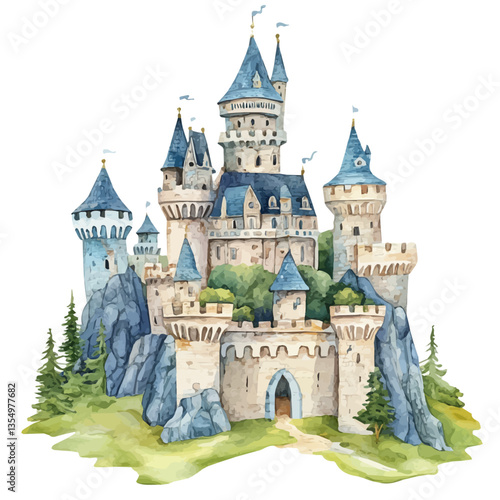 watercolor of Hunnic Empire, isolated on a white background.