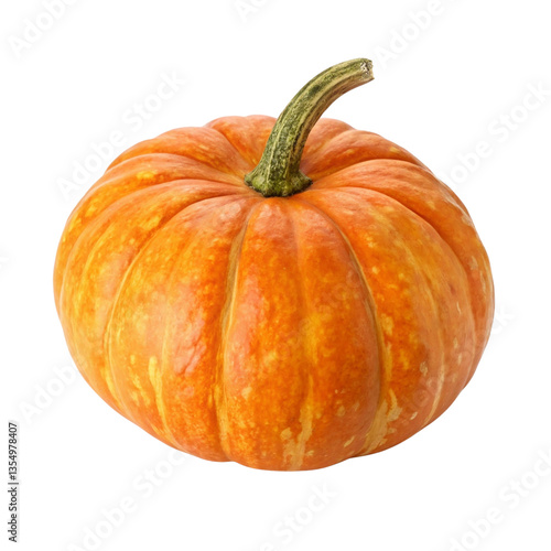 Isolated orange pumpkin, a seasonal autumn vegetable and fall decoration for Halloween and Thanksgiving harvest