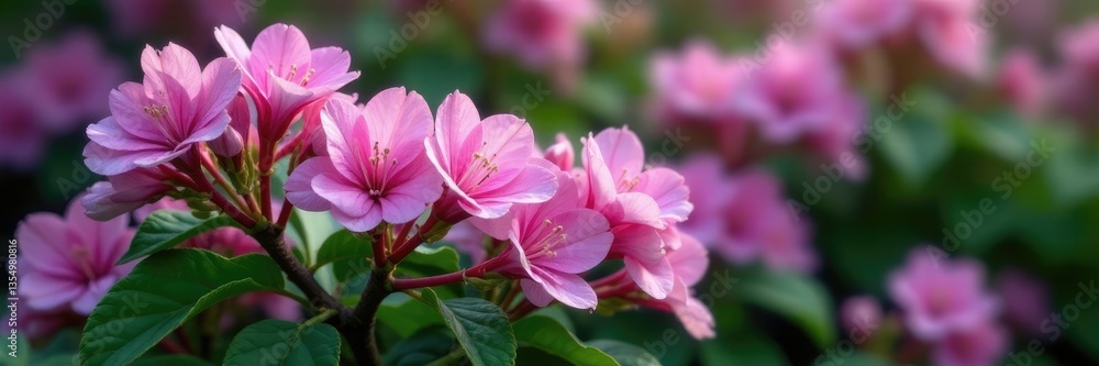 Obraz premium Densely packed branches of Royal Pelargonium Archie Pope with lilac flowers, botanical, pelargonium